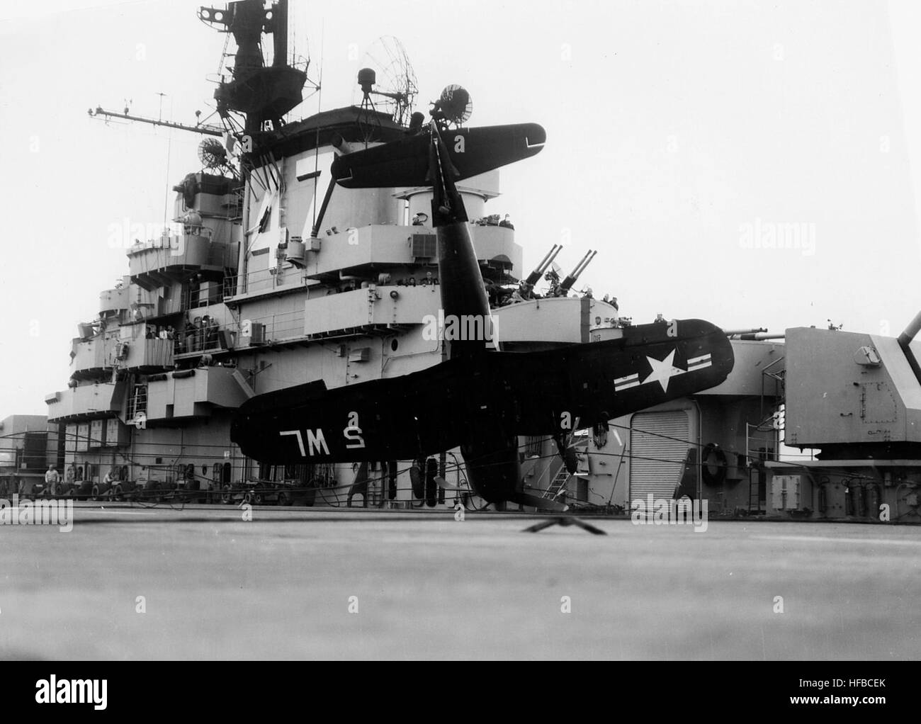 F4U-4 VMF-311 crash on USS Philippine Sea (CV-47) c1948 Stock Photo - Alamy