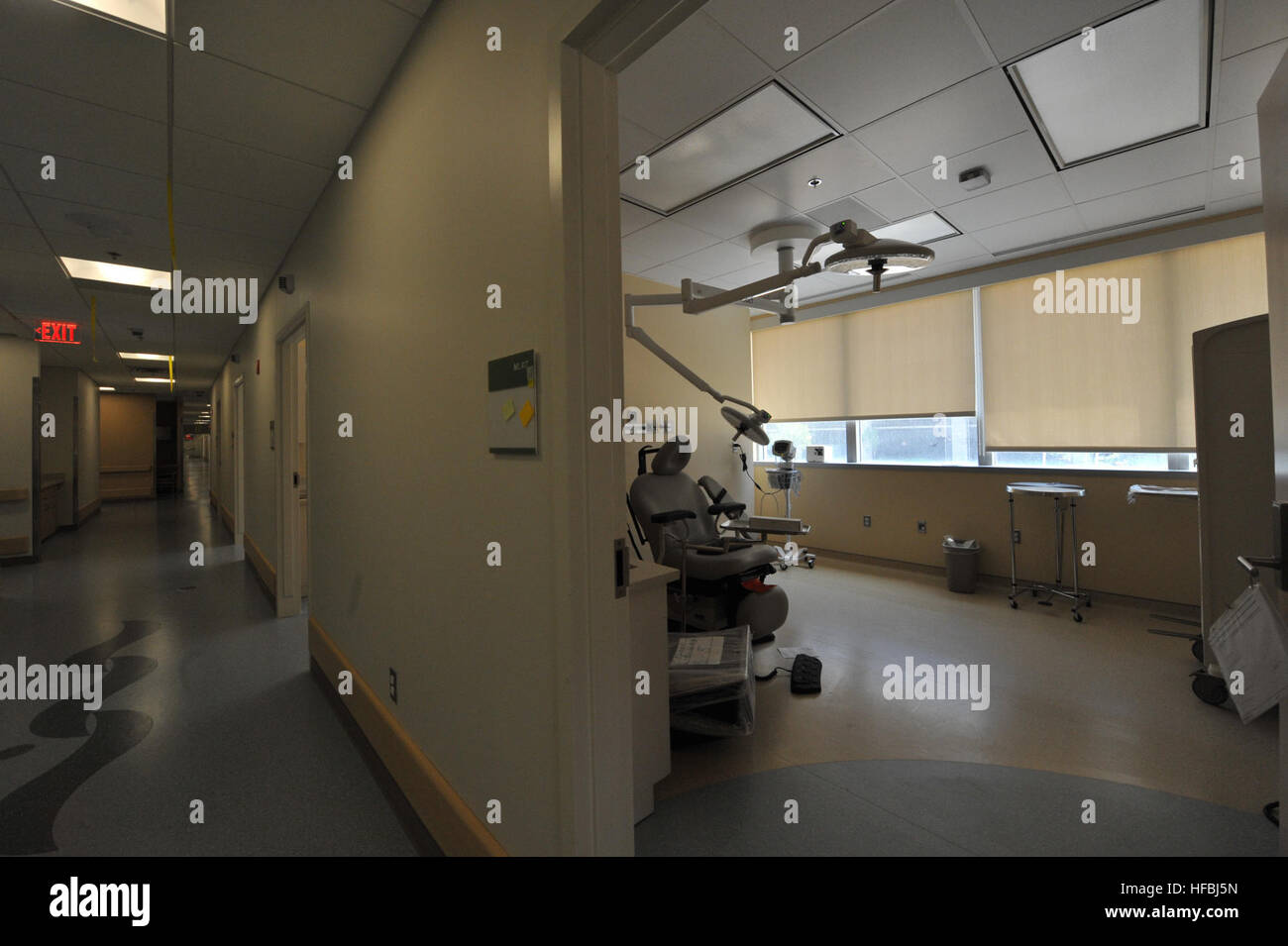 An interior view of a patient room in Fort Belvoir Community Hospital Meadows Pavilion and the