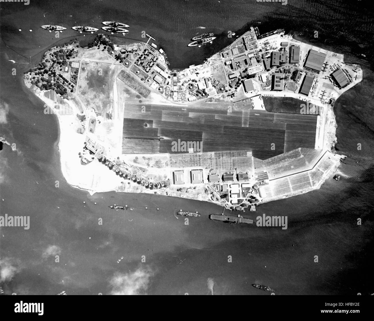 Ford Island aerial Pearl Harbor Nov 1941 Stock Photo