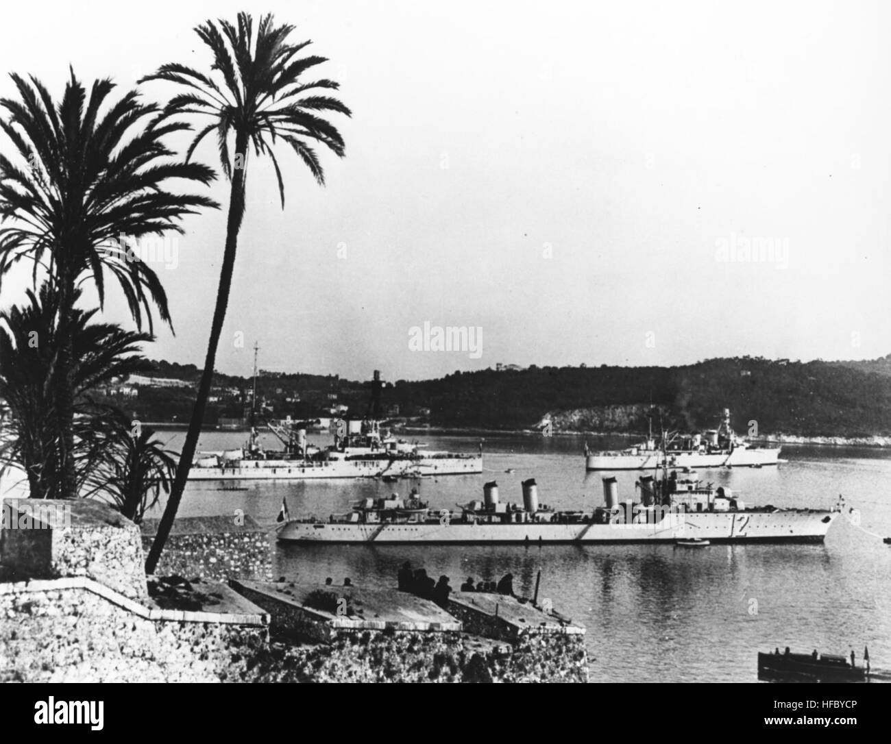 French destroyer Vauban at Villefranche c1938 Stock Photo