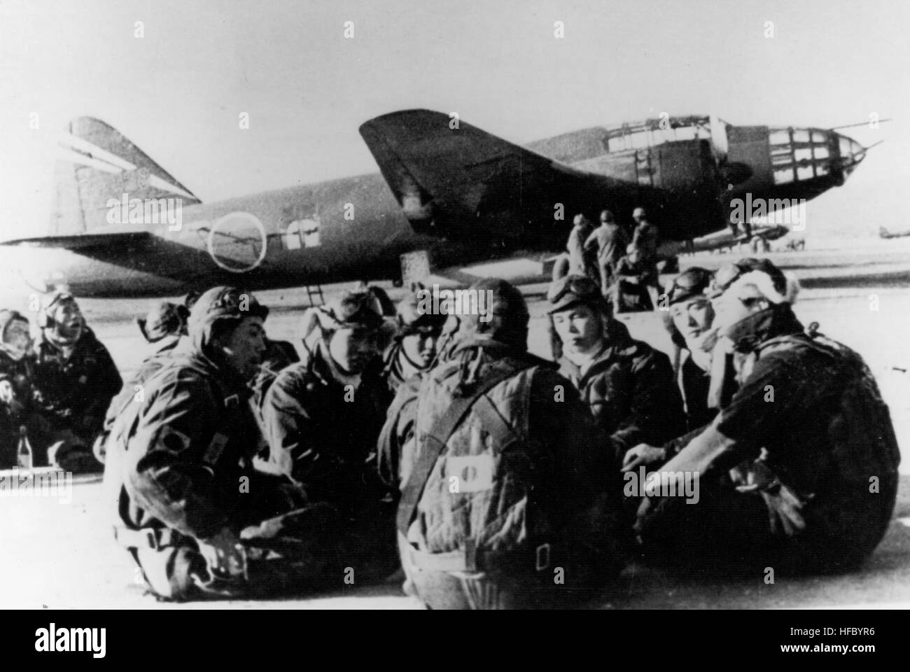 G4M2e with Okha and crew 1945 Stock Photo