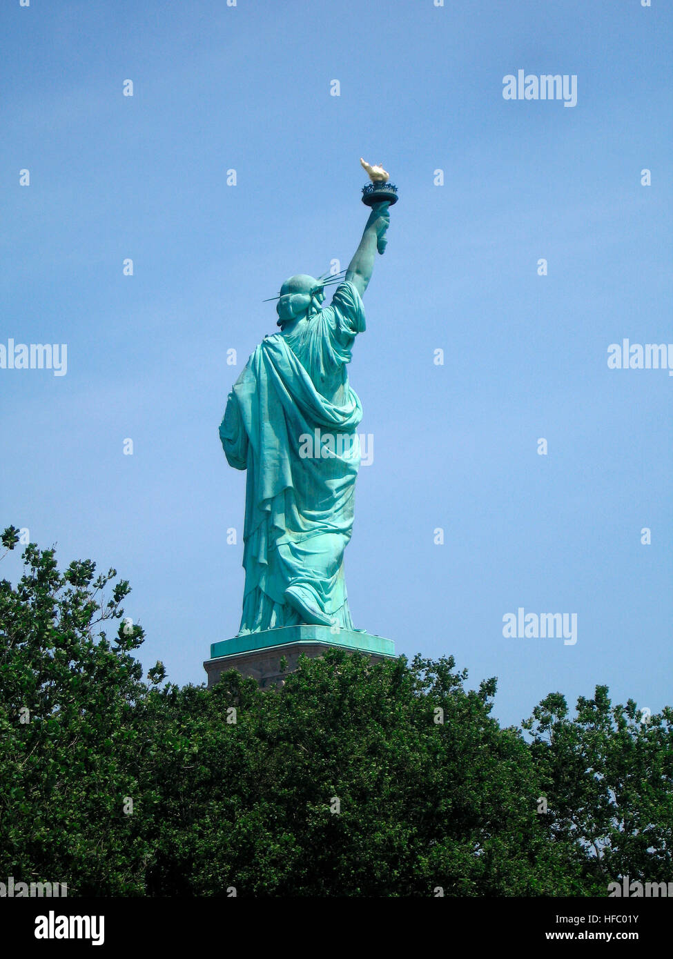 The Statue of Liberty, officially known as Liberty Enlightening the World, is a colossal neoclassical sculpture on Liberty Island in New York, USA. Stock Photo