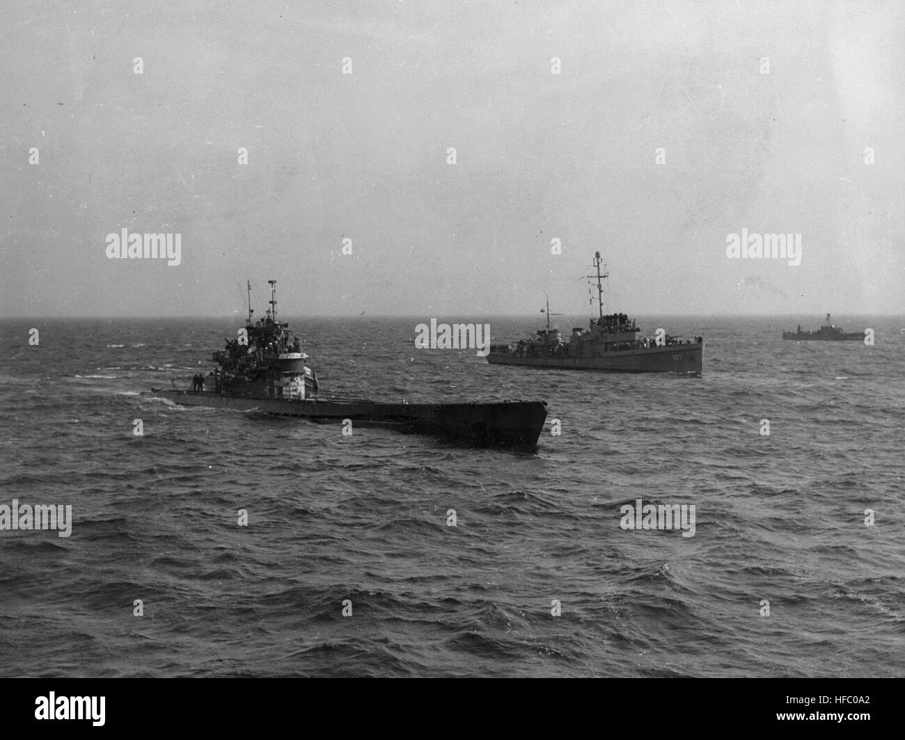 German submarine U-1228 surrenders at Portsmouth NH in May 1945 Stock ...