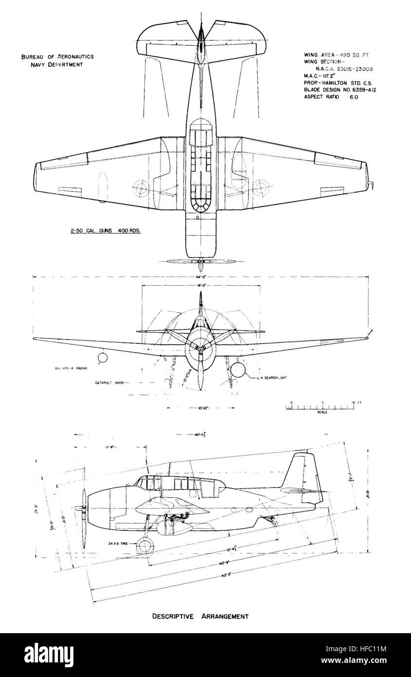 Grumman Tbm 3s Avenger 3 Side View Blueprint Stock Photo Alamy
