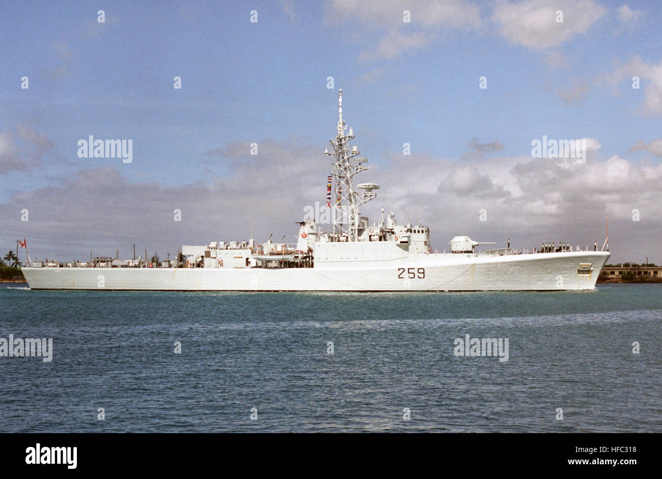 A starboard beam view of the Canadian replenishment oiler HMCS TERRA