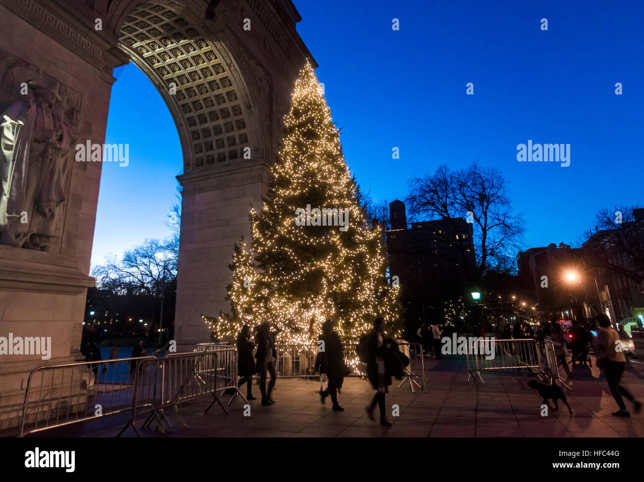New York, NY 27 December 2016 Christmas tree in Washington Square