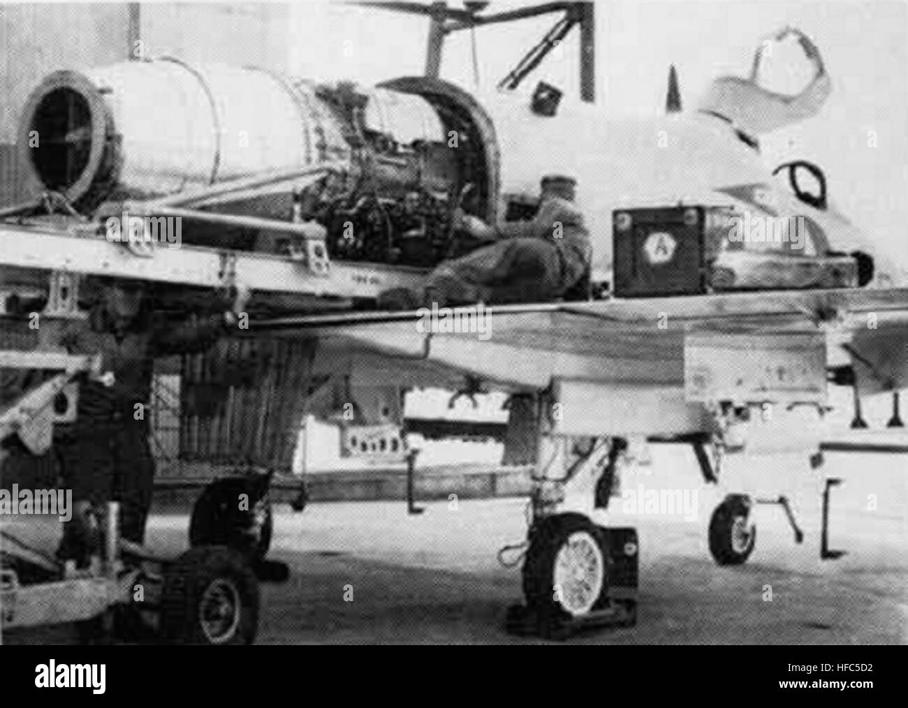 J65 engine of A4D Skyhawk at MCAS Iwakuni 1959 Stock Photo