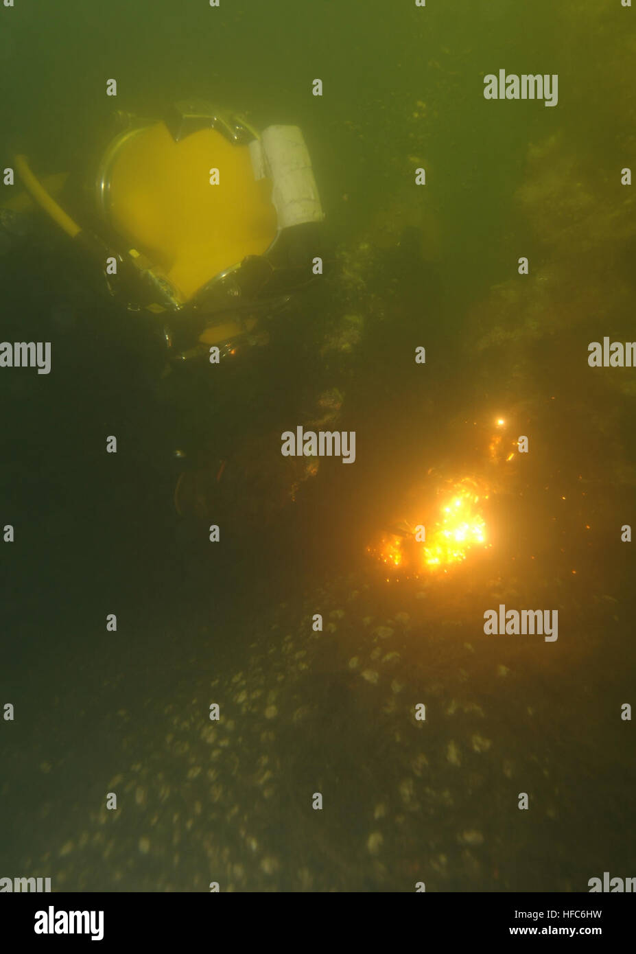 U.S. Army Spc. Paul Riedner, a diver assigned to the 86th Engineering ...