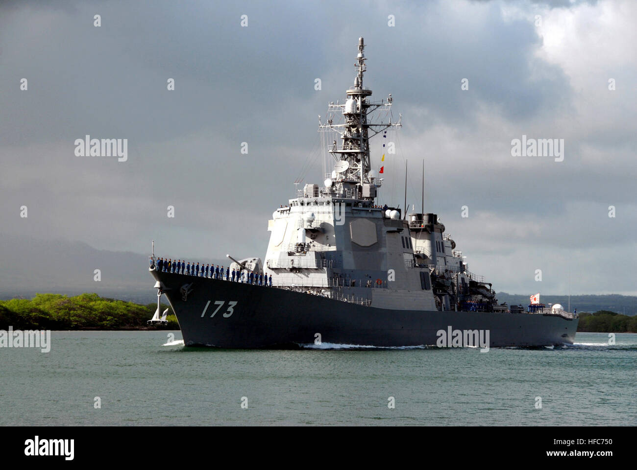 Japanese sailors aboard the Japanese Maritime Self Defense Force (JMSDF ...