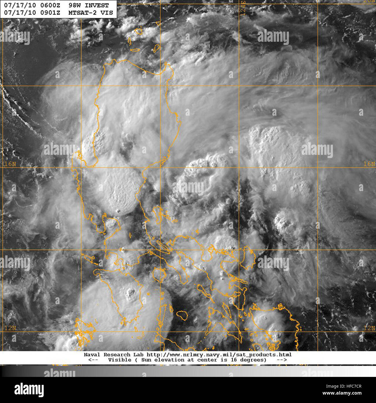 July 17, 2010 JMA tropical depression Stock Photo