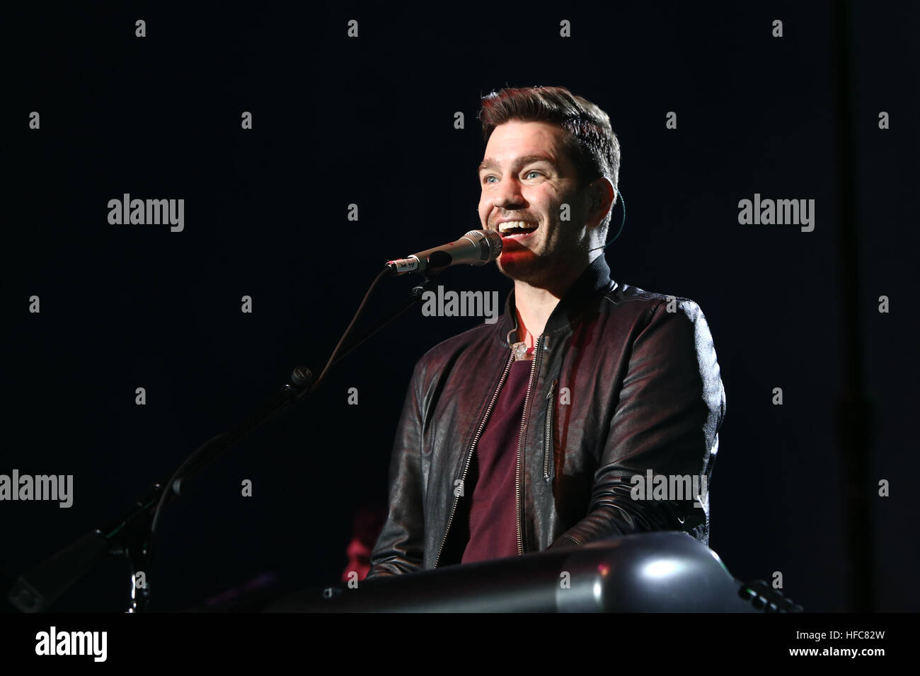 Singer Andy Grammer performs in concert at The Paramount on December 1, 2016 in Huntington, New York Stock Photo