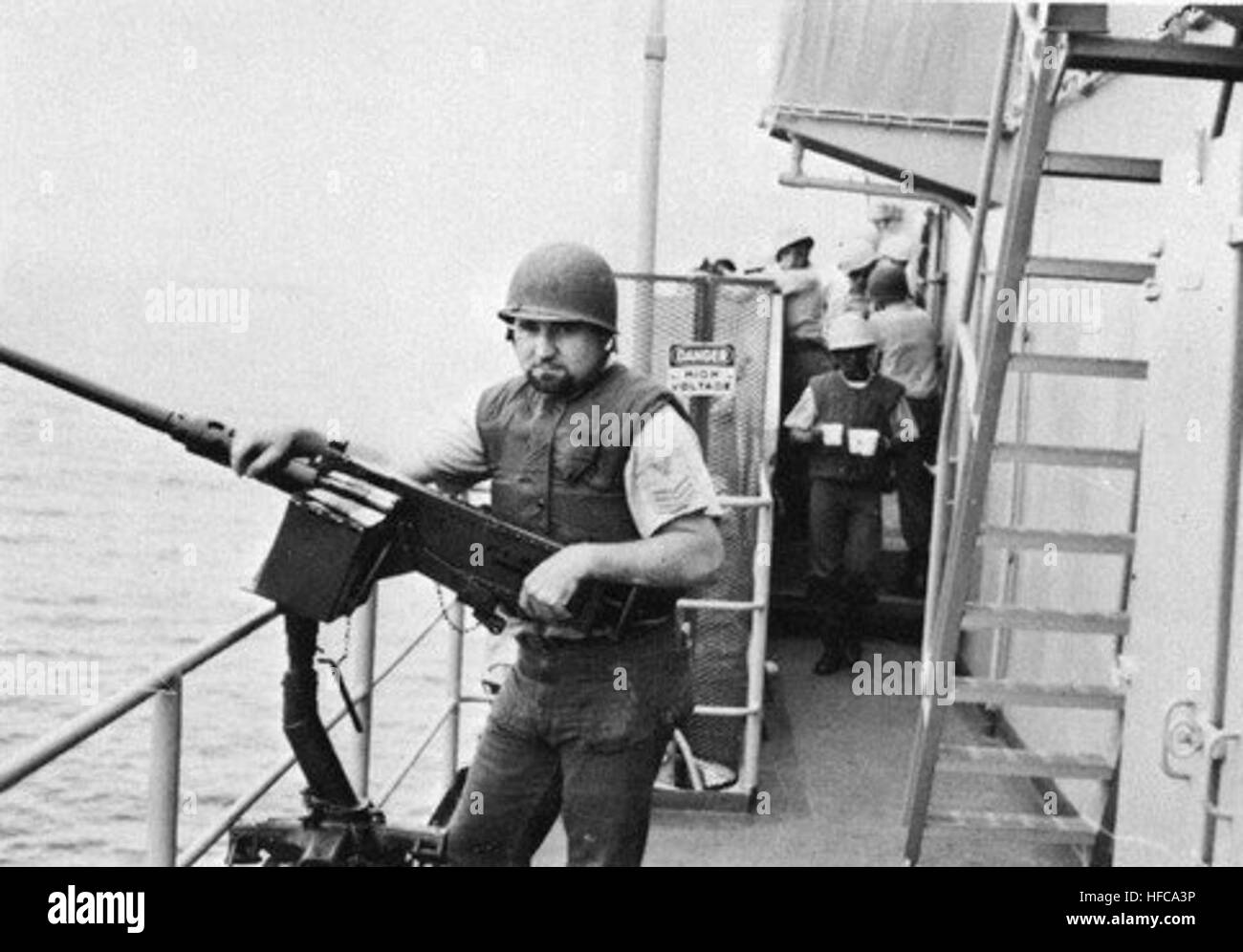 The M2 Browning .50 caliber machine gun aboard USS James E. Keyes (DD ...