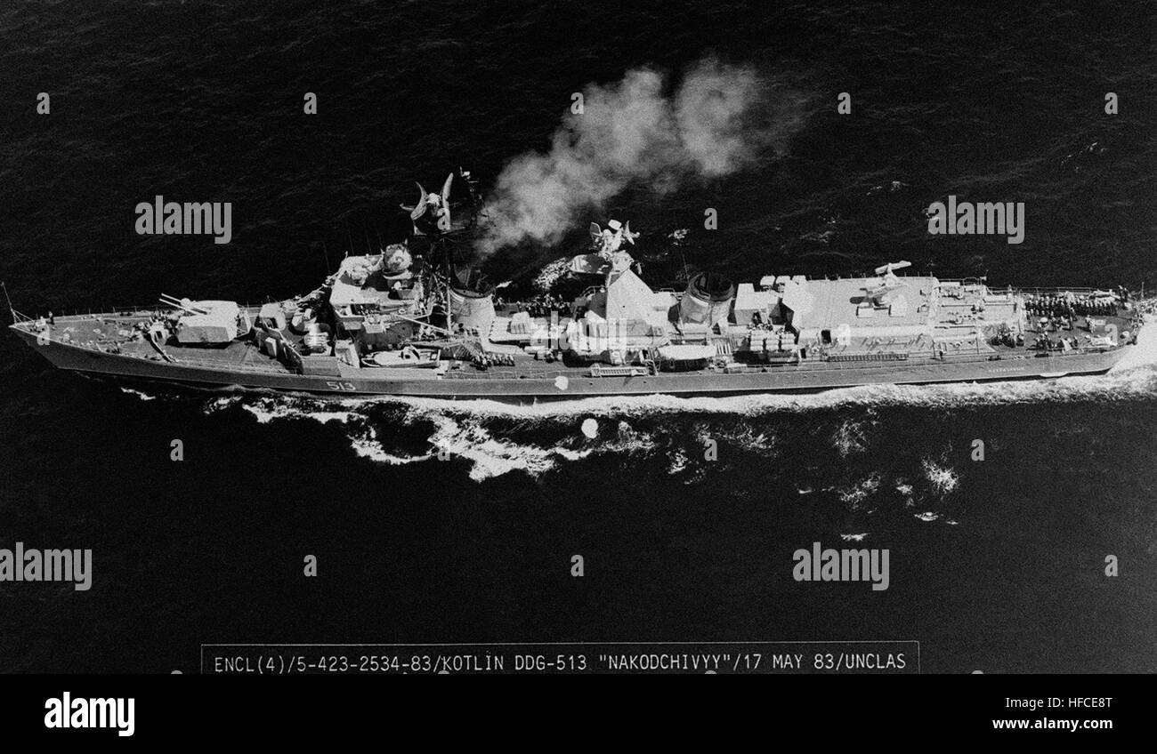 An Aerial Port Beam View Of The Soviet Guided Missile Destroyer 