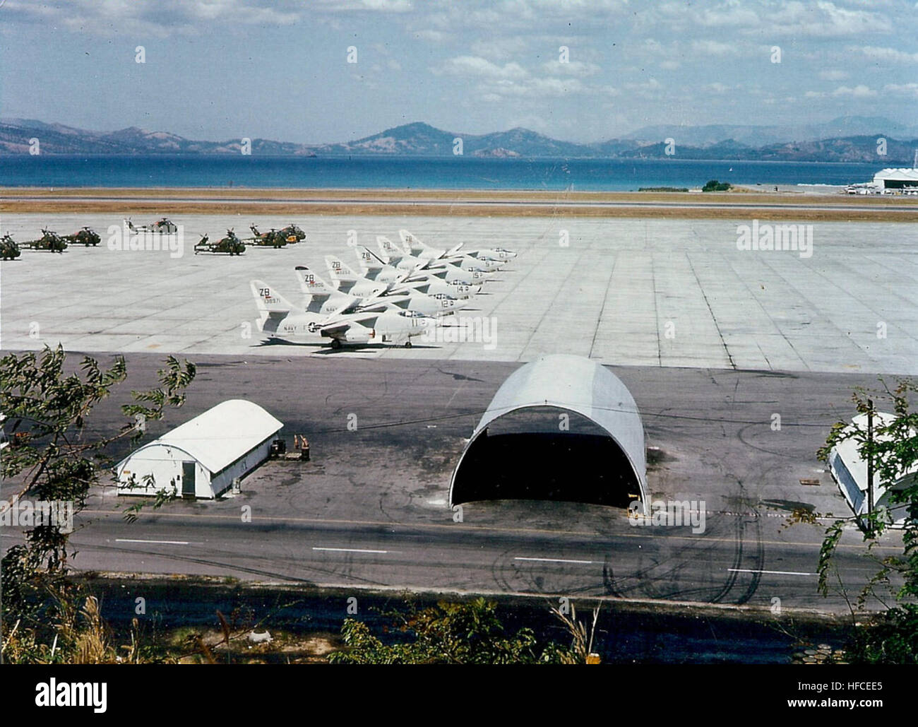 NAS Cubi Point with A-3Bs and UH-34Ds 1964 Stock Photo