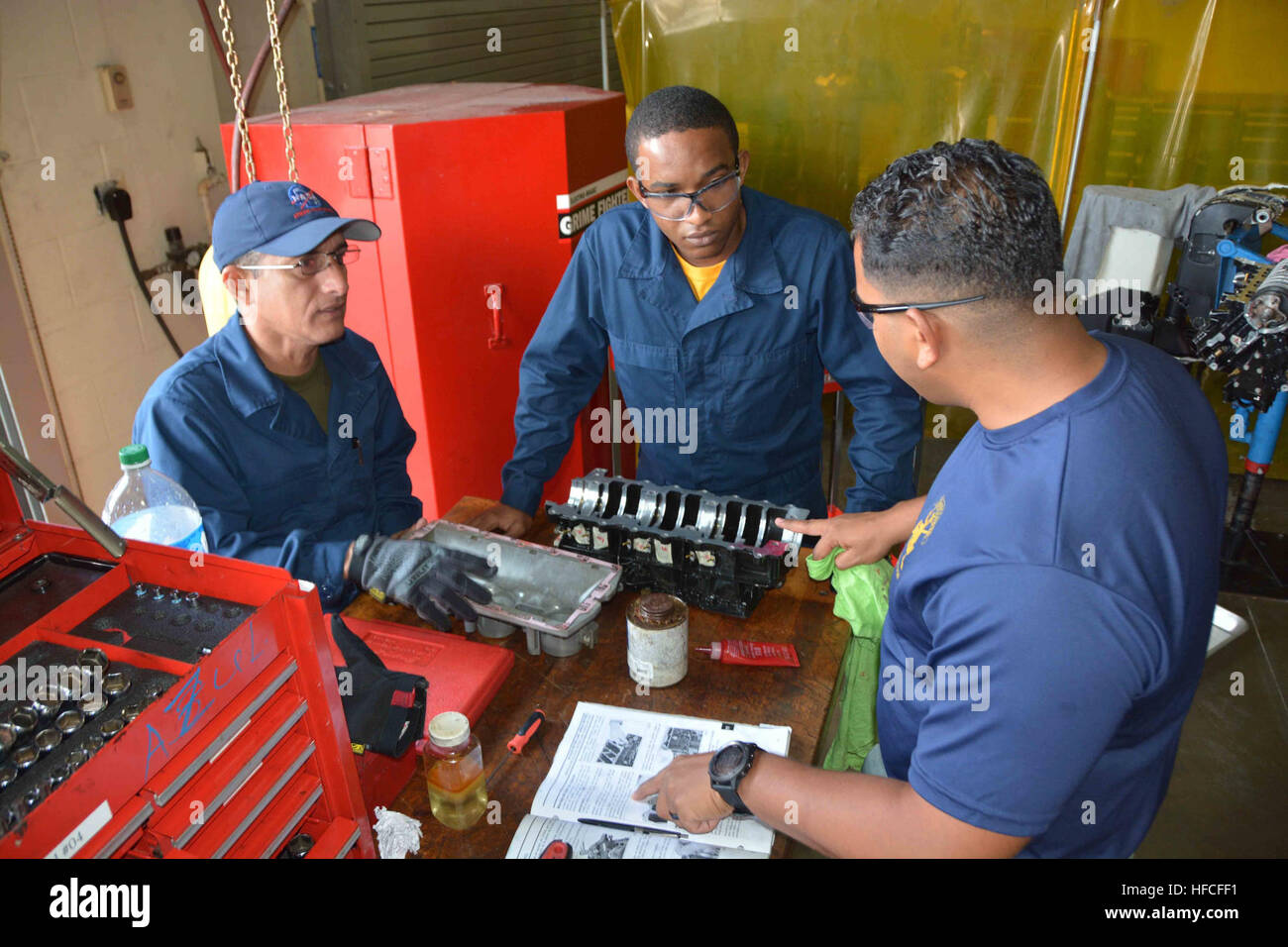 Outboard Maintenance Course Students at the Naval Small Craft Instruction and Technical Training ...