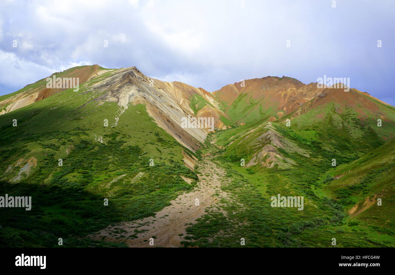 Scenic landscape, colorful mountains at the Denali (McKinley) National