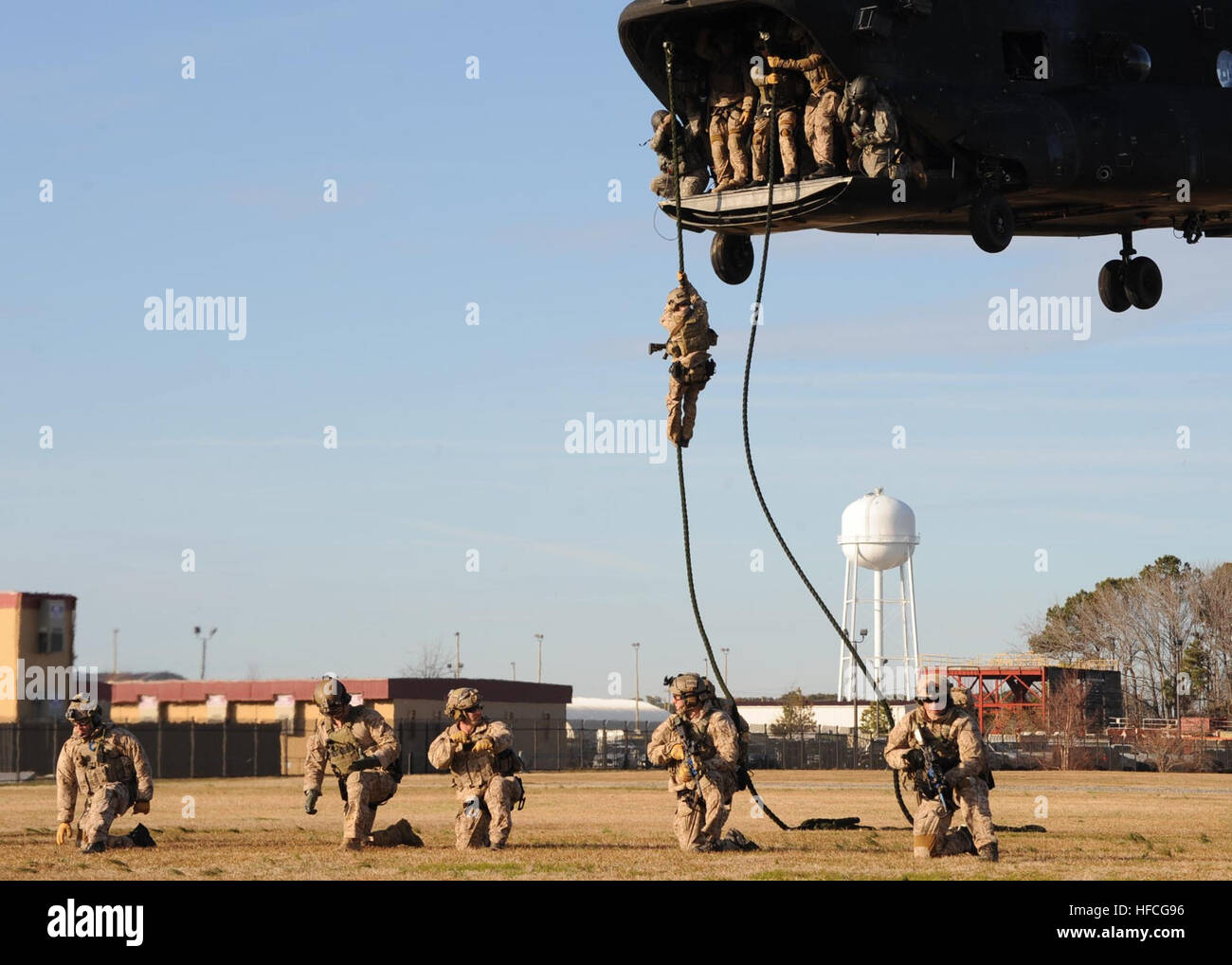East Coastbased Navy SEALs fast rope during a training evolution on Joint Expeditionary Base