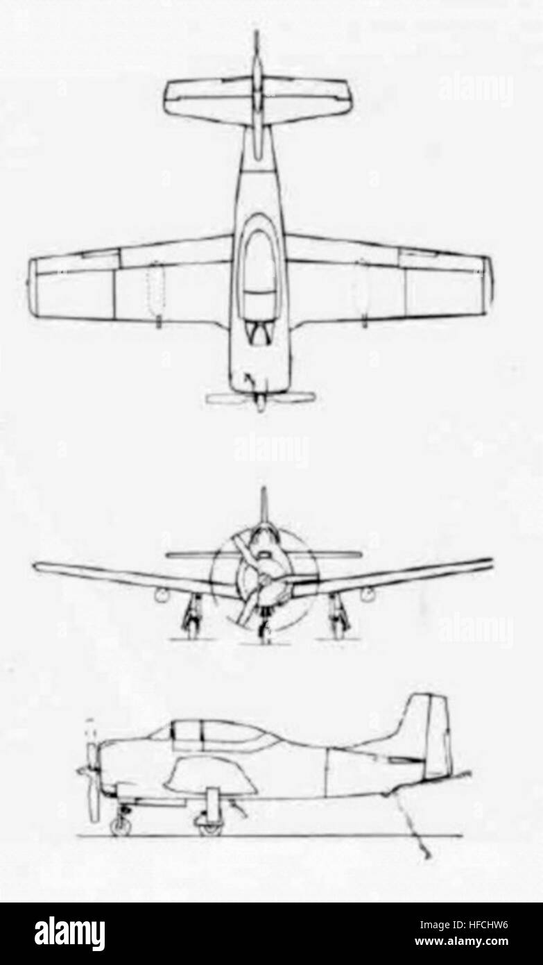 North American T-28C line drawings Stock Photo - Alamy