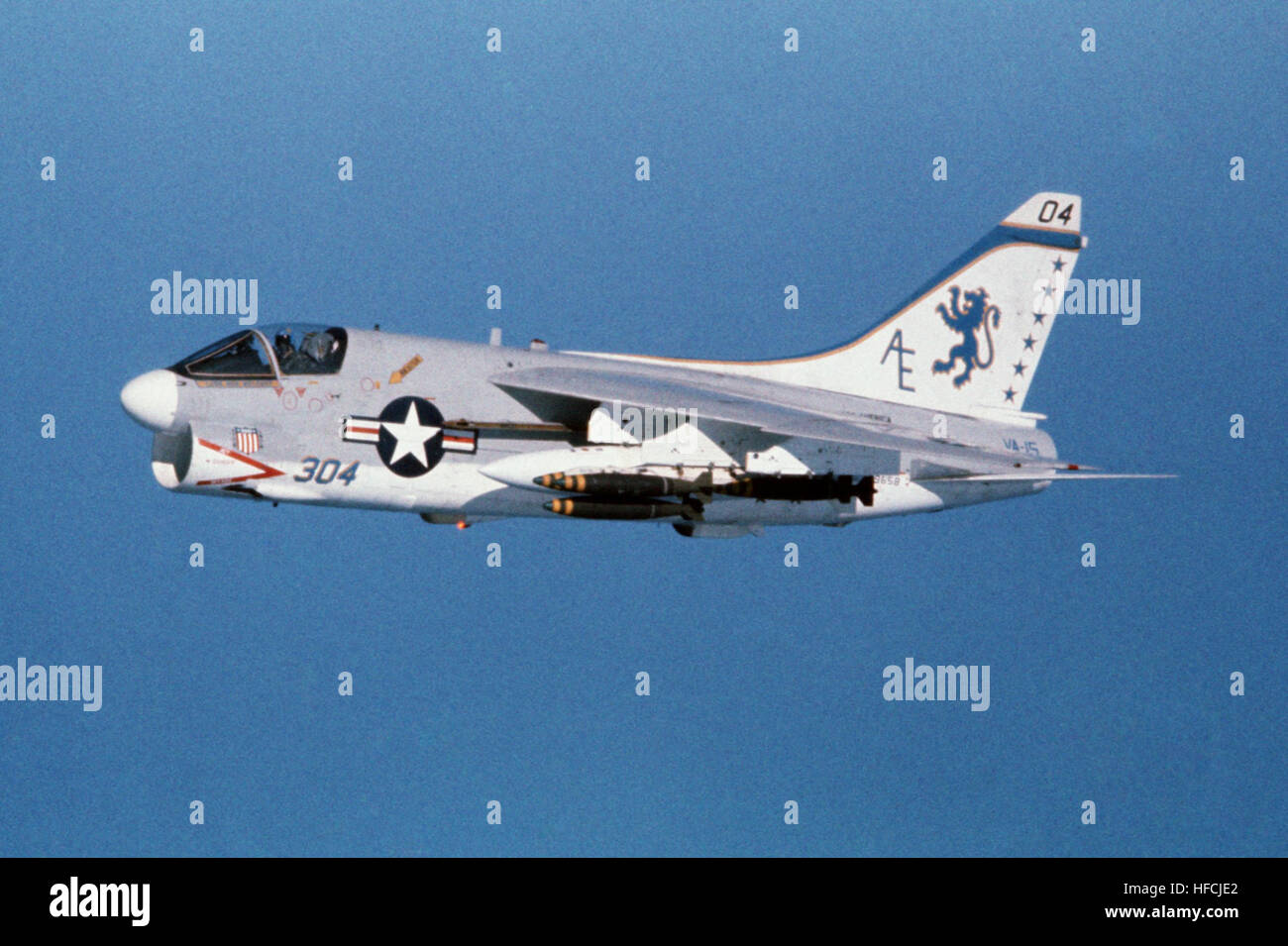 A-7E VA-15 with bombs 1976 Stock Photo