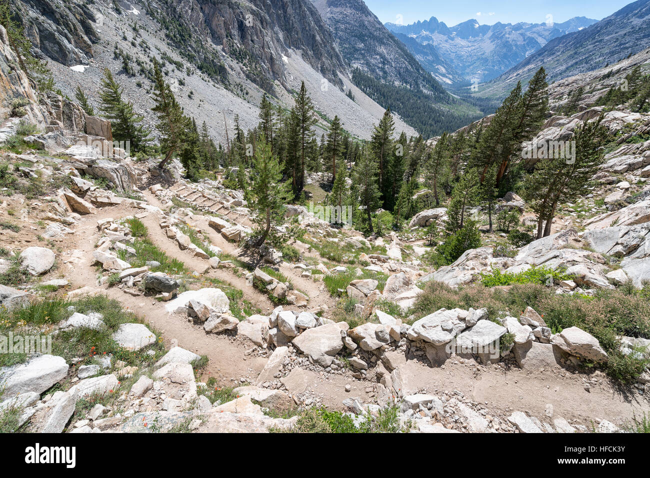 Golden staircase on John Muir Trail, Kings Canyon National Park, California, United States of America, North America Stock Photo