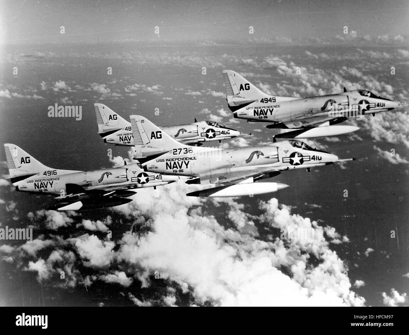 A4D-2 Skyhawks VA-86 in flight c1960 Stock Photo
