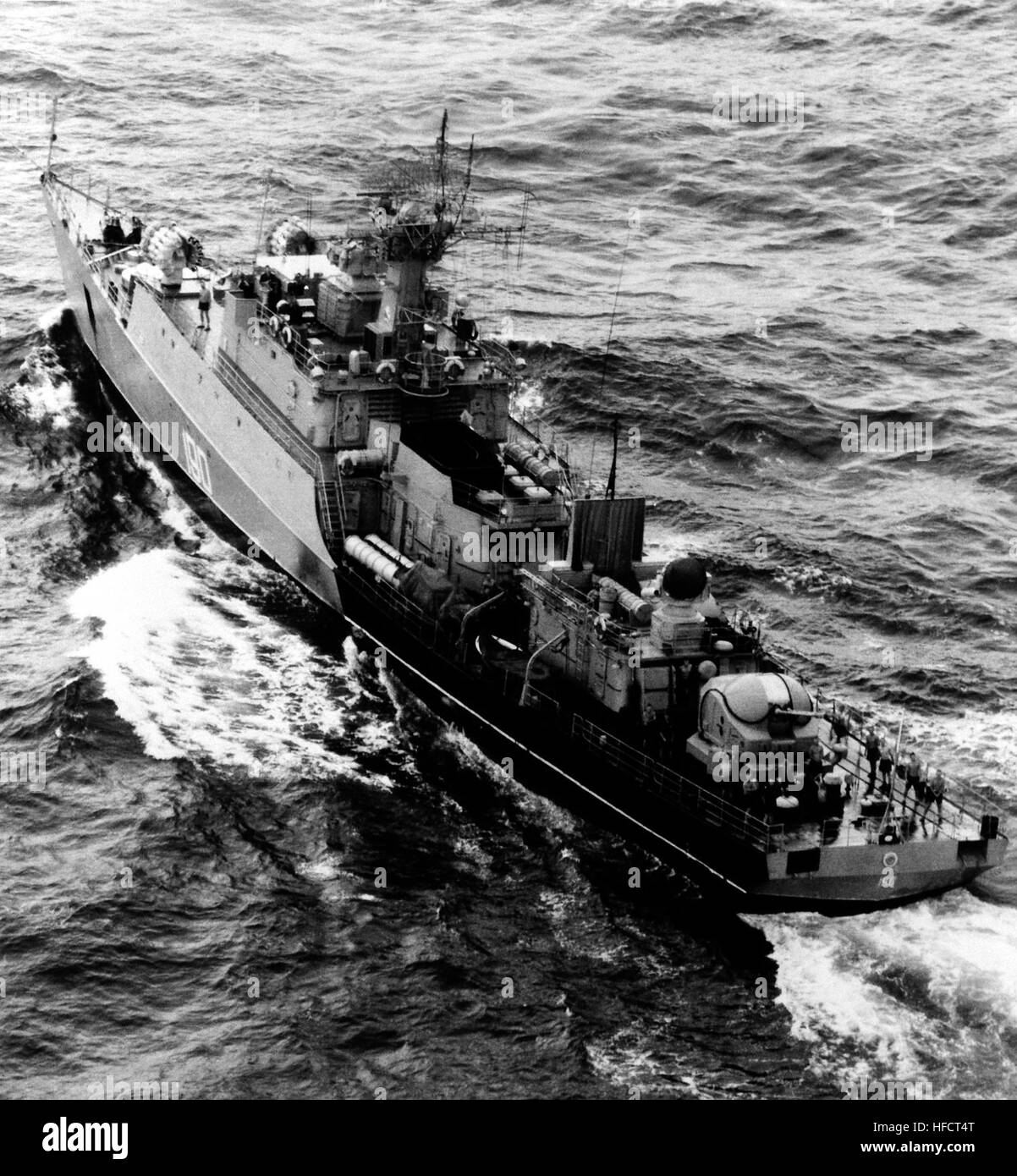 Soviet Grisha-class frigate sails underway, showcasing naval ...