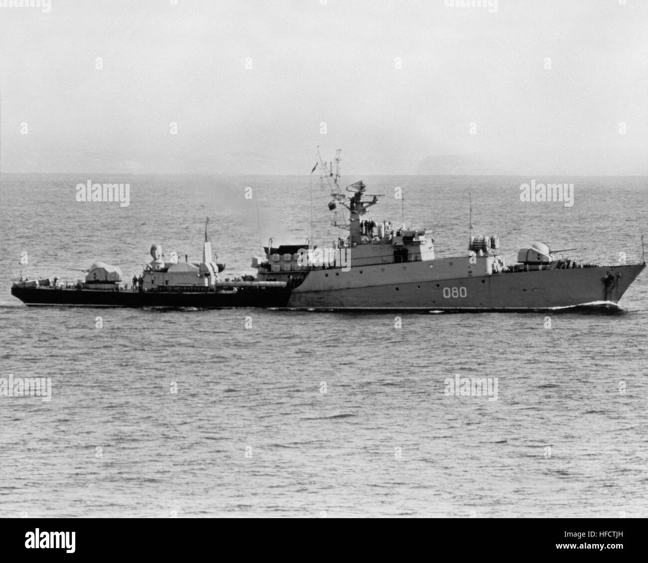 A starboard beam view of the Soviet Grisha class frigate 080 (FFL 80 ...