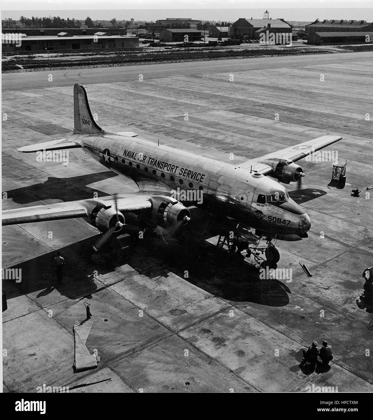 Aircraft pre flight checks Black and White Stock Photos & Images - Alamy