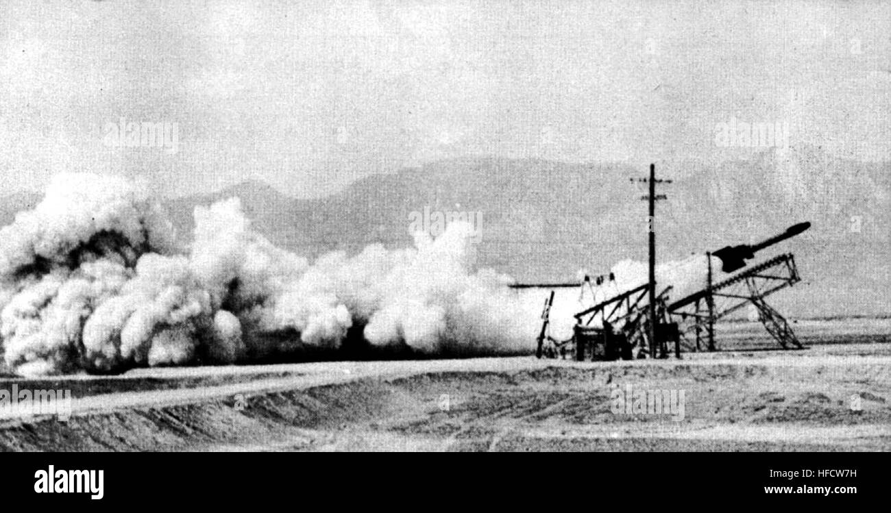 Ramjet launch at US Naval Weapons Station Inyokern in 1948 Stock Photo