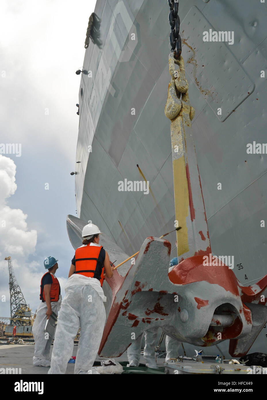 Sailors Assigned To The Submarine Tender Uss Frank Cable (as 40) Paint 