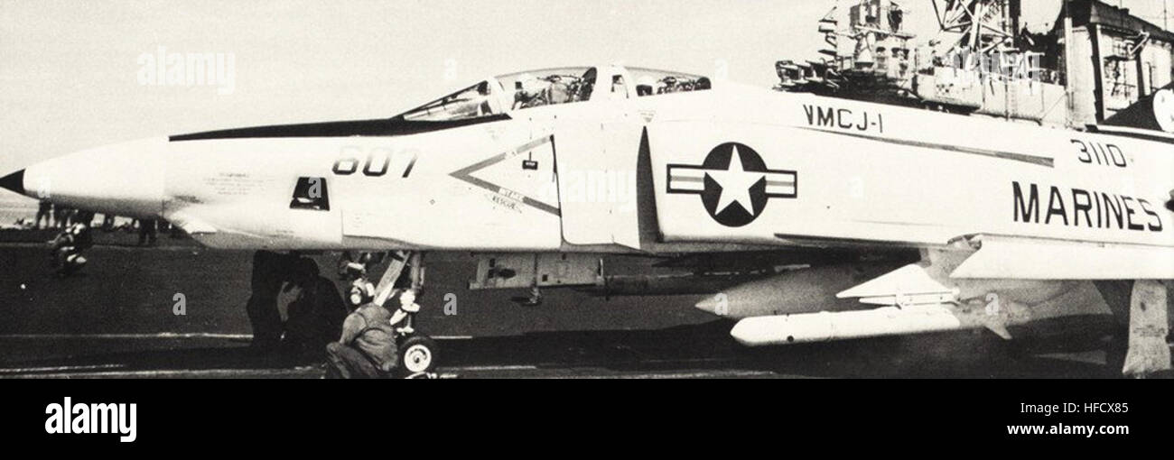 RF-4B Phantom II aircraft assigned to VMCJ-1 operates from USS