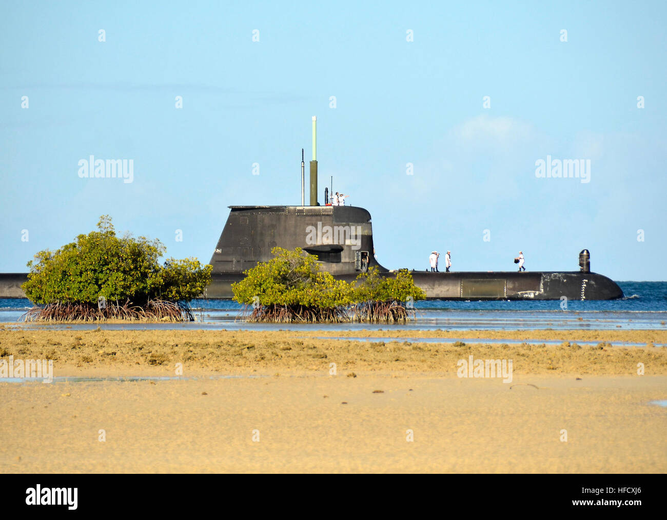 HMAS Farncomb (SSG 74), a Collins-class submarine, transits near Joint ...