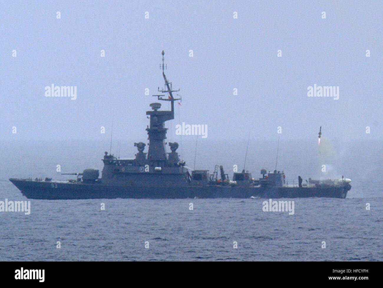 060608-N-9999A-001  South China Sea (June 8, 2006) - The Republic of Singapore Navy missile corvette RSS Vengeance launches two Barak missiles during a missile exercise in support of the Singapore phase of Cooperation Afloat Readiness and Training (CARAT). The two missiles successfully shot down two U.S. Navy BQM-74E aerial drones, launched from the dock landing ship USS Tortuga (LSD 46). CARAT is an annual series of bilateral maritime training exercises between the United States and six Southeast Asia nations designed to build relationships and enhance the operational readiness of the partici Stock Photo