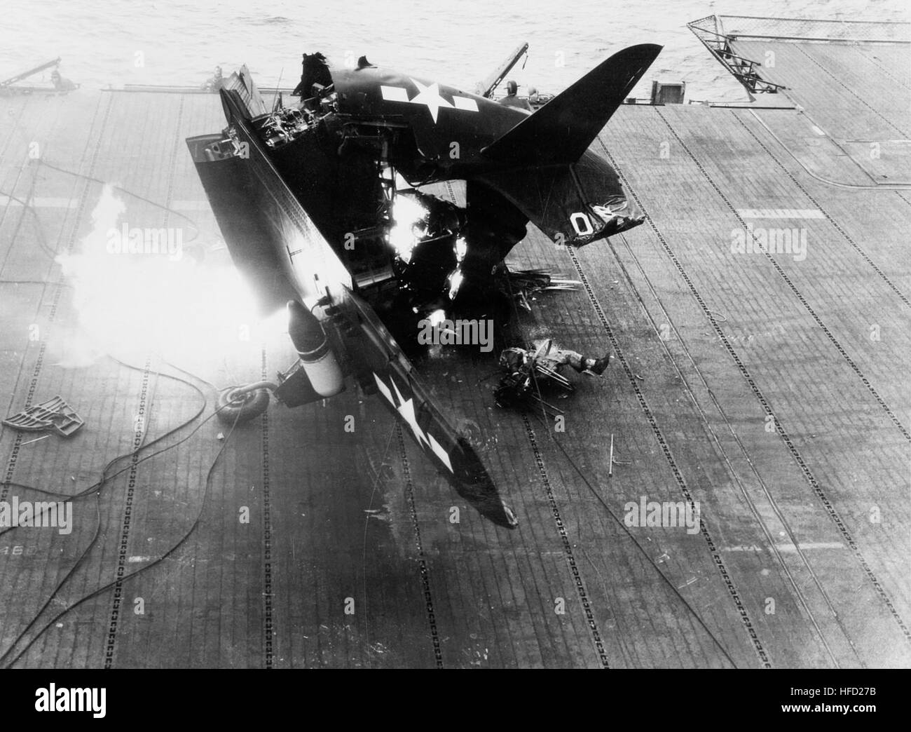 SB2C VB-85 crash on USS Shangri-La (CV-38) 1945 Stock Photo - Alamy