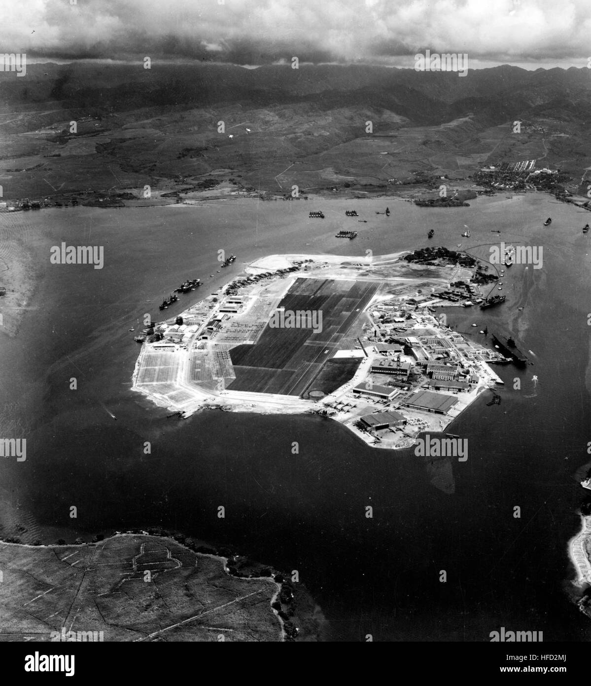 Aerial view of Ford Island looking NNE on 10 October 1941 Stock Photo