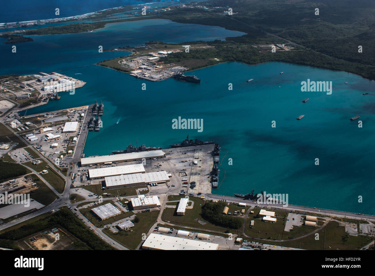 APRA HARBOR, Guam (March 5, 2016) An aerial view from above U.S. Naval Base Guam (NBG) shows