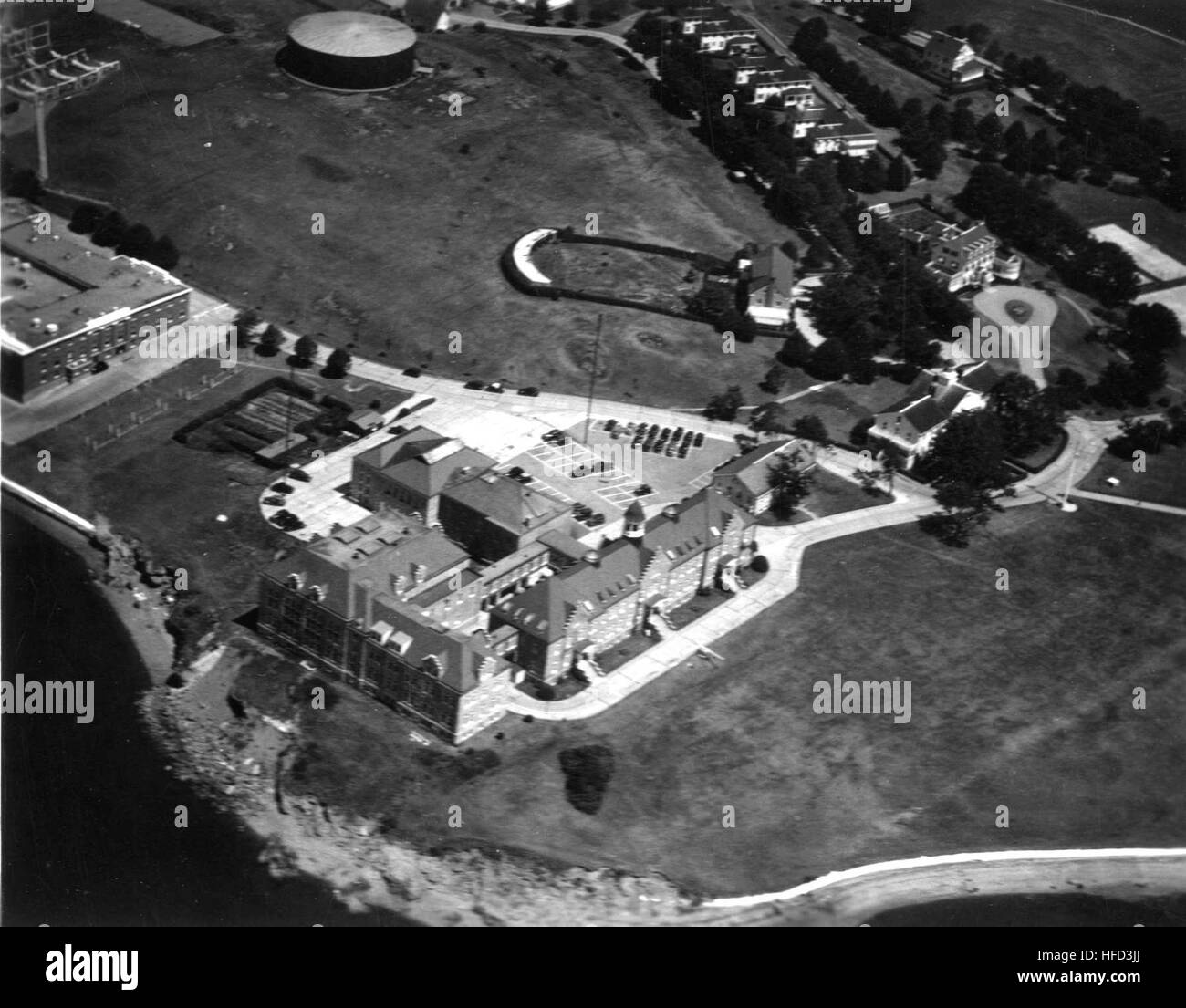 Aerial view of the US Naval War College in Newport RI during WWII Stock ...