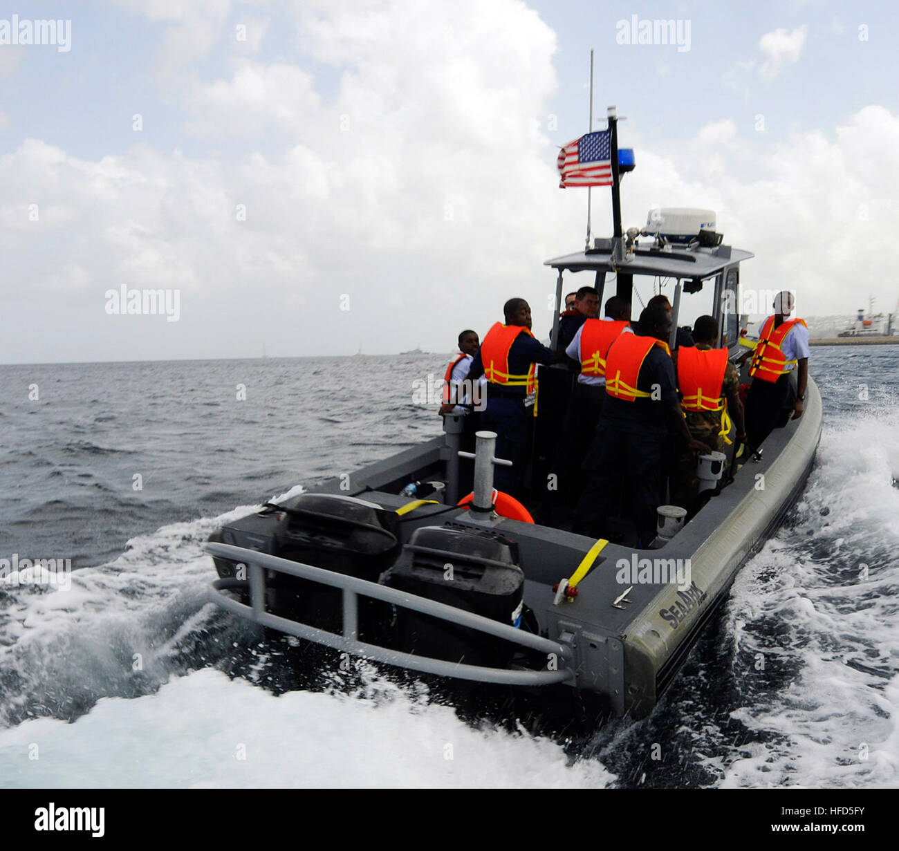Sailors from the U.S. Navy and the Royal Barbados Defense Force ride in ...