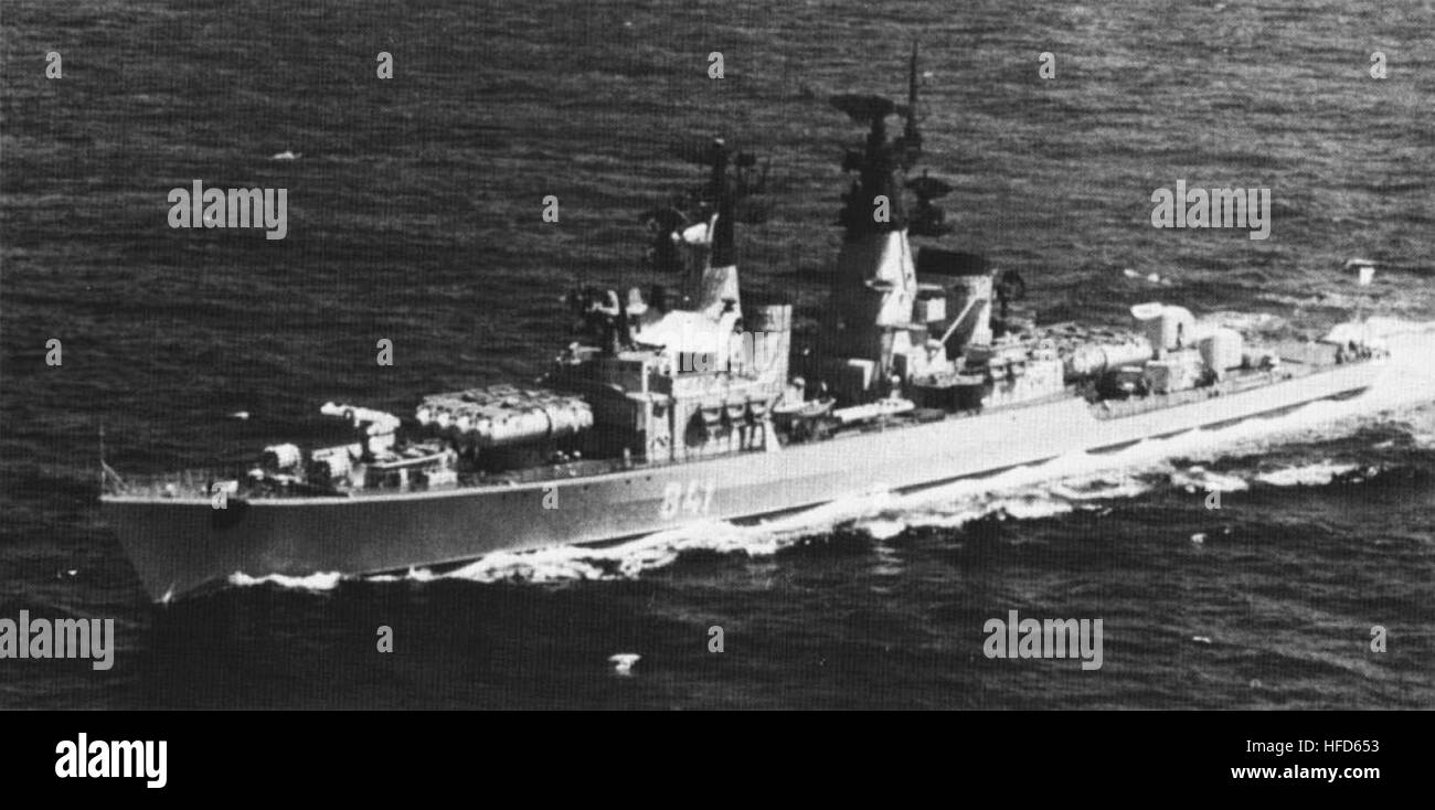 Soviet guided missile cruiser Groznyy underway c1980 Stock Photo