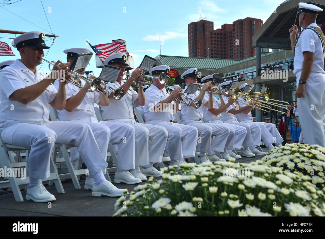 The U.S. Navy Ceremonial Band performs during the opening ceremony of