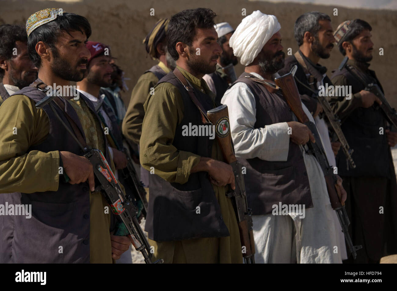 Afghan Local Police Stand For The Afghanistan National Anthem At The Stock Photo Alamy 2