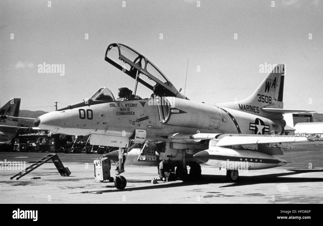 TA-4F Skyhawk of H&MS-12 at Iwakuni c1971 Stock Photo