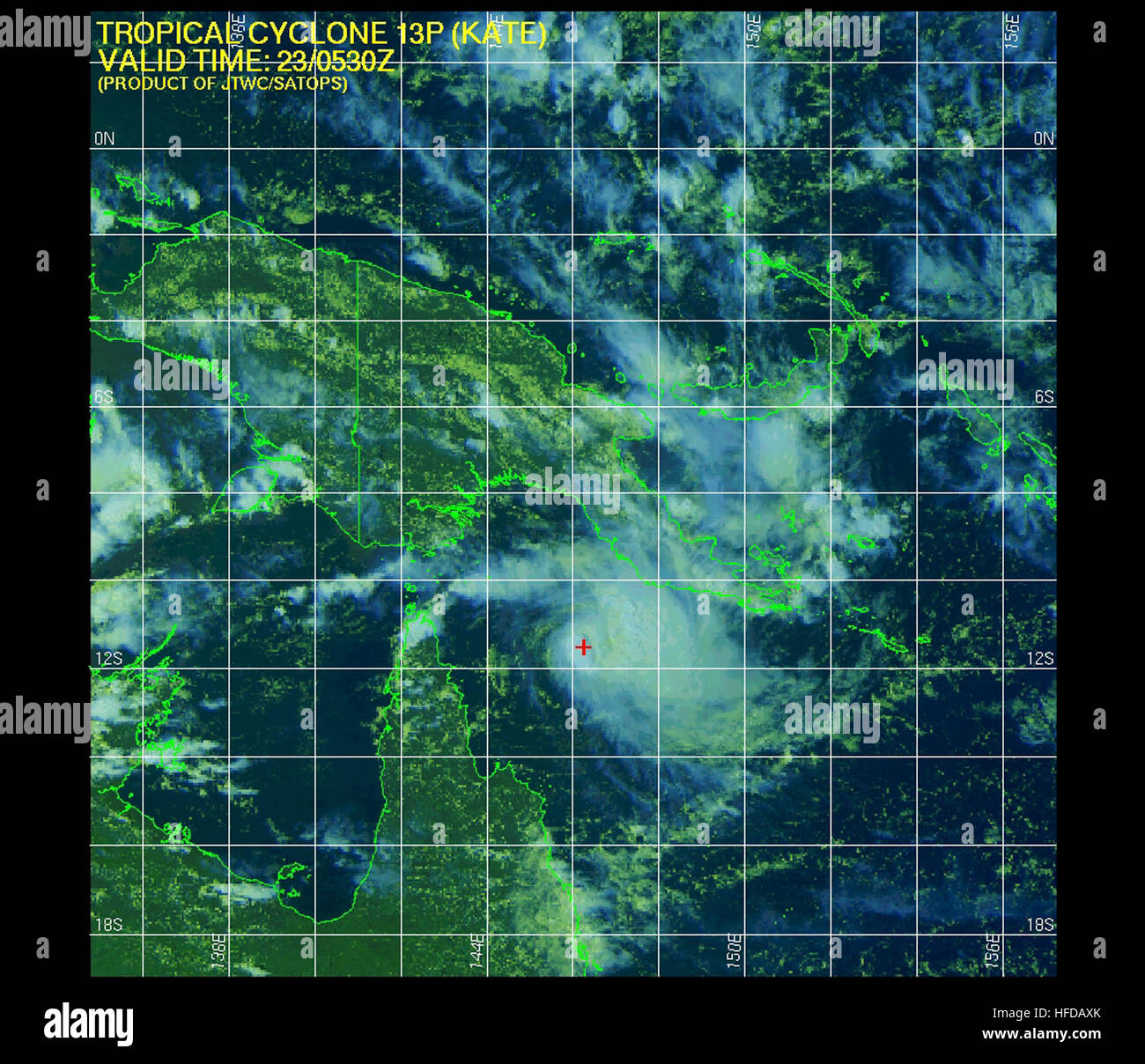 Cyclone 13 Inch Tropical Cyclone 13P, named Kate, is observed during meteorological ...