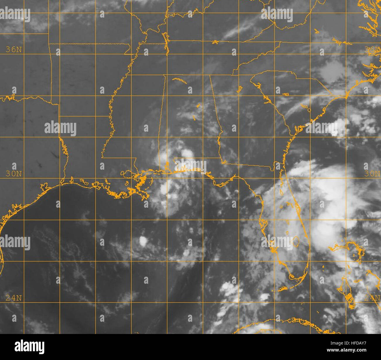 Tropical Depression 1025kts-1005mb-304N-867W.100pc Stock Photo