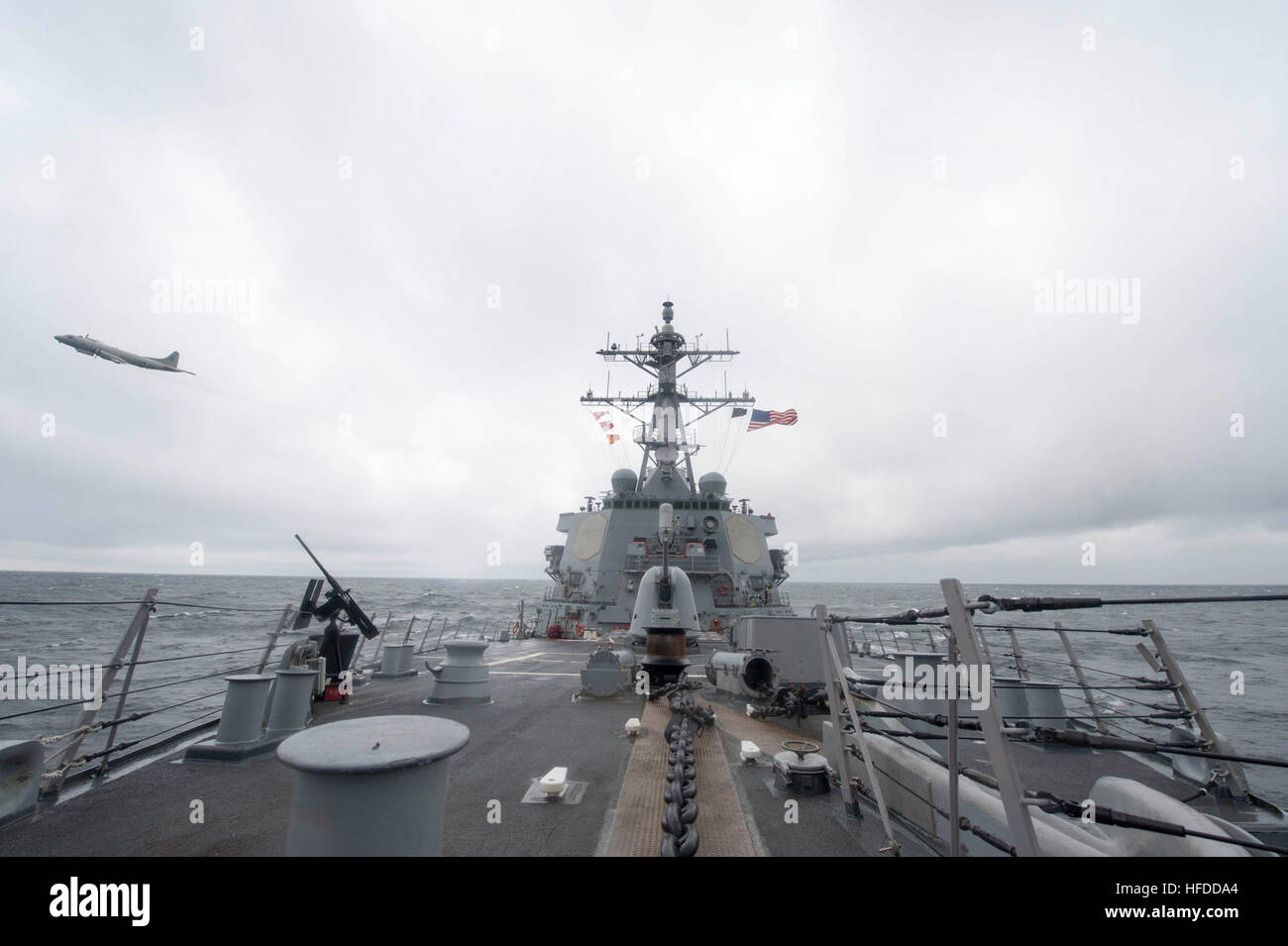 160422-N-TC720-480  BALTIC SEA (April 22, 2016) A U.S. Navy P-3 Orion aircraft from Patrol Squadron (VP) 4 comes alongside USS Donald Cook (DDG 75) as part of a U.S.-Sweden bi-lateral naval exercise meant to enhance interoperability between the two nations. Donald Cook, an Arleigh Burke-class guided-missile destroyer, forward deployed to Rota, Spain is operating in the Baltic Sea as part of Operation Atlantic Resolve in order to assure allies of our shared commitment and to build interoperability toward peace and stability in the Baltic region. (U.S. Navy photo by Mass Communication Specialist Stock Photo