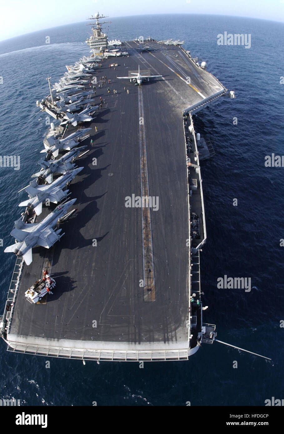 020322-N-9769P-334 At sea with USS John C. Stennis (CVN 74) Mar. 22, 2002 -- An S-3 'Viking' is readied for launch from catapult number two on the flight deck.  John C. Stennis and Carrier Air Wing Nine (CVW-9) are conducting combat missions in support of Operation Enduring Freedom.  U.S. Navy photo by Photographer's Mate 3rd Class Jayme T. Pastoric.  (RELEASED) US Navy 020322-N-9769P-334 USS John C. Stennis (CVN 74) Stock Photo