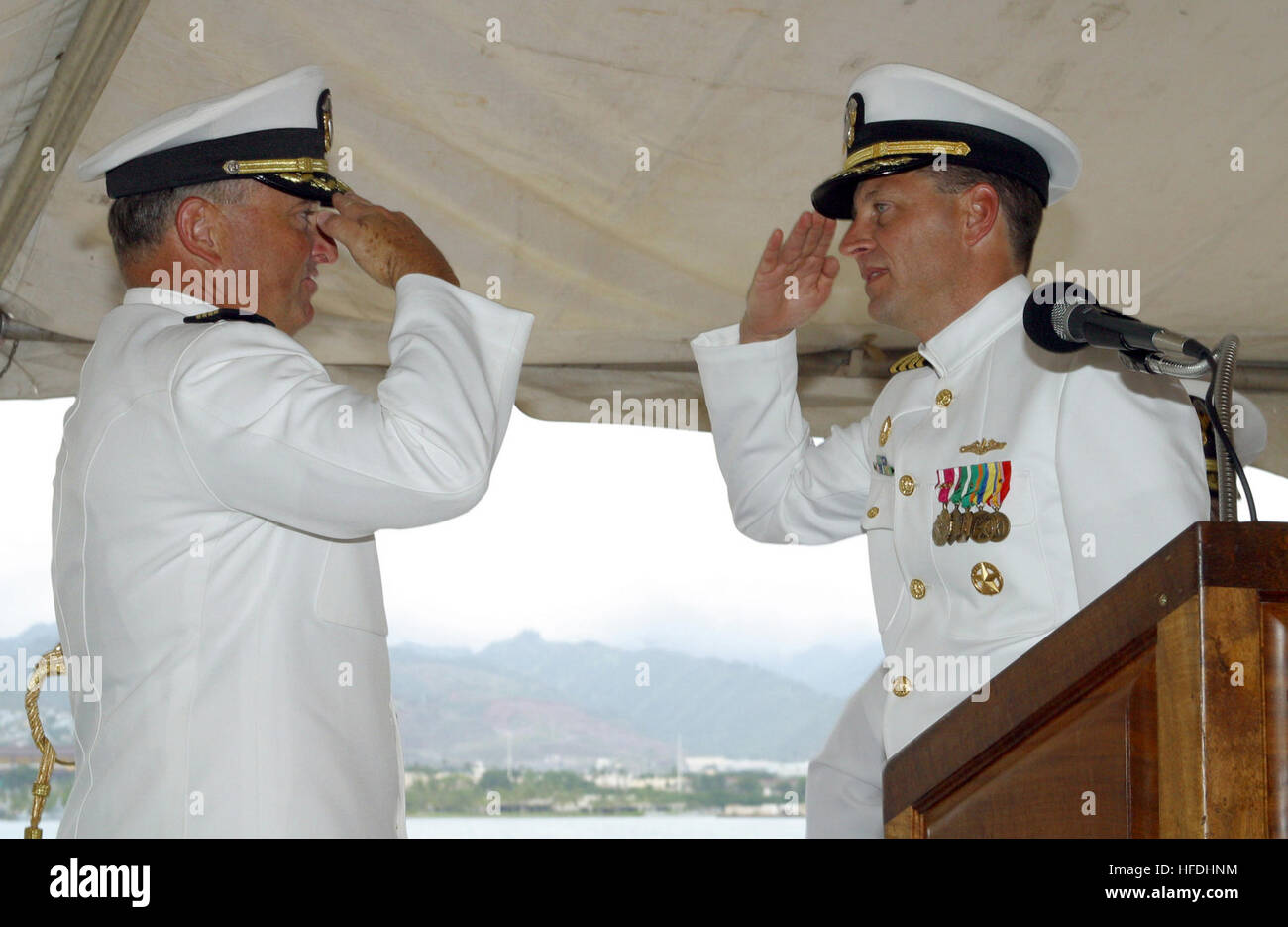A change of command ceremony at Naval Station Pearl Harbor and Navy ...