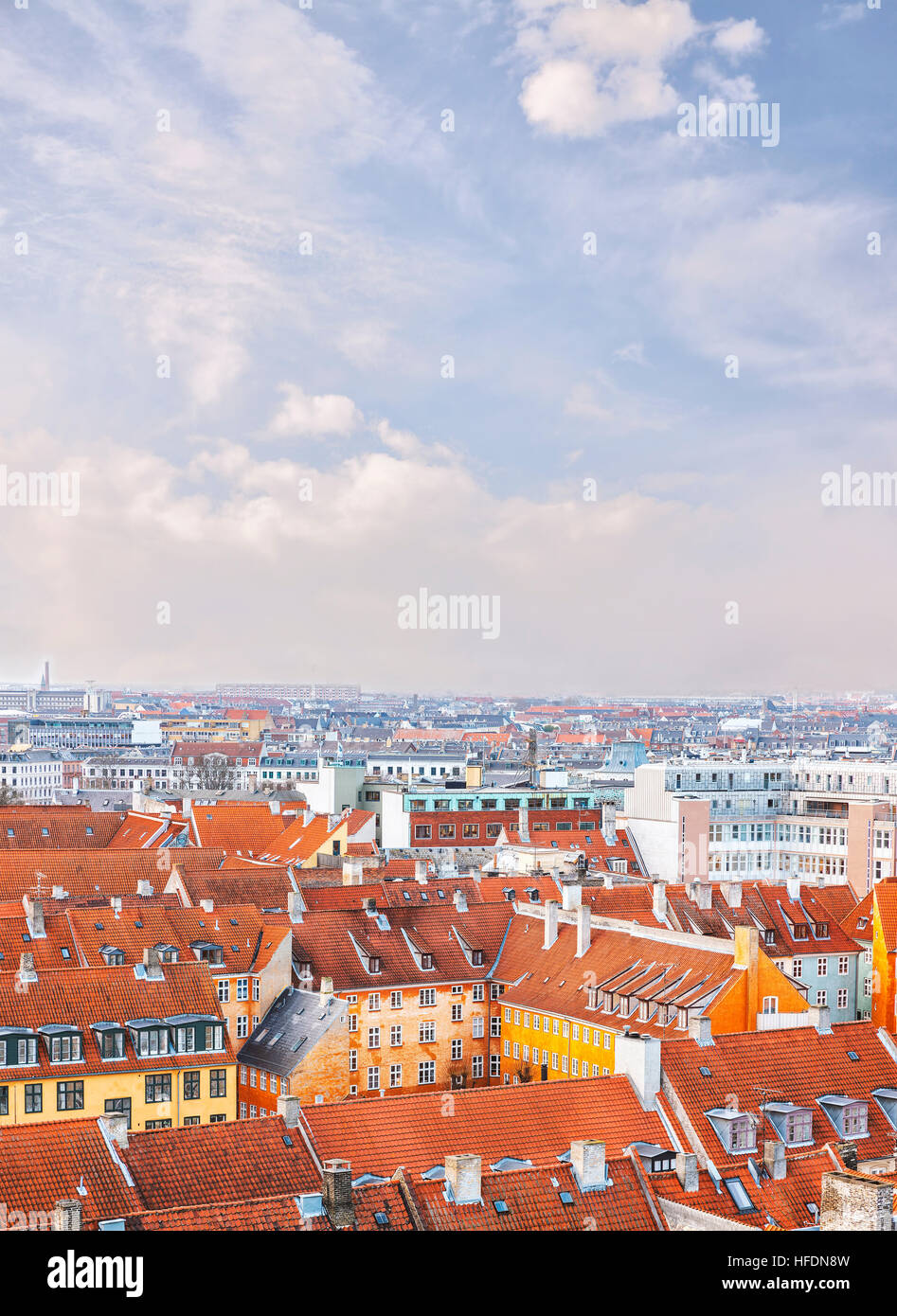 Aerial view of Copenhagen city center, and its traditional  architecture. Stock Photo