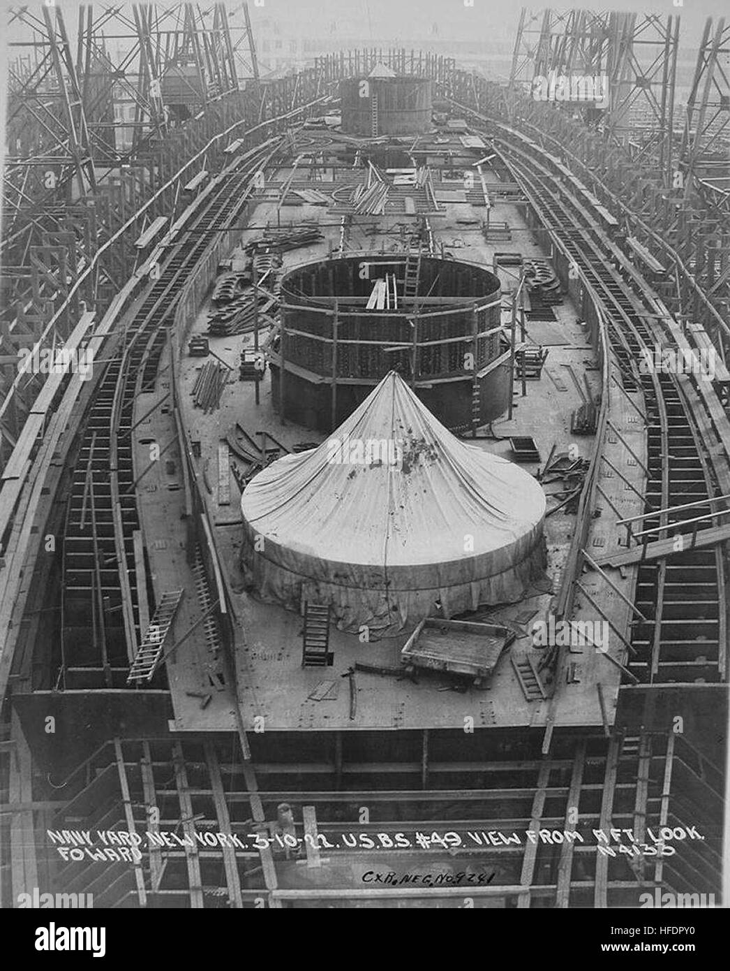 BB-49 PCU South Dakota, view from aft looking forward Stock Photo - Alamy