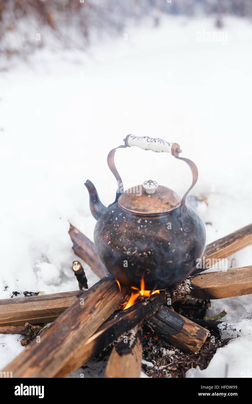 Tea Kettle On Open Fire  Tea kettle, Fire stock, Kettle
